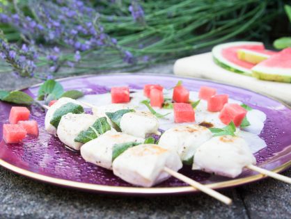 Spieße zu Bierrettich-Salat mit Wassermelone