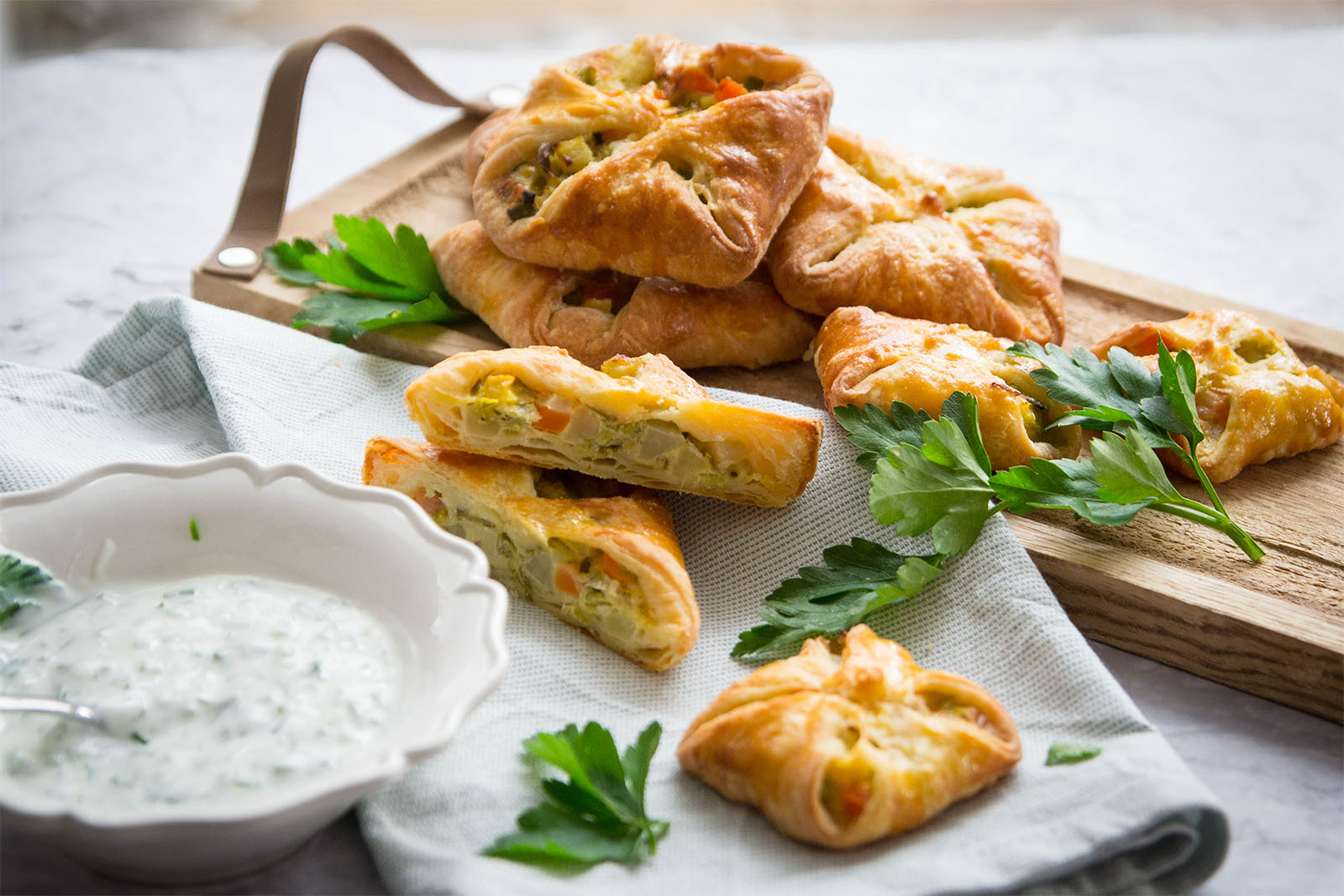 Gemüsetascherl mit Kräutercreme