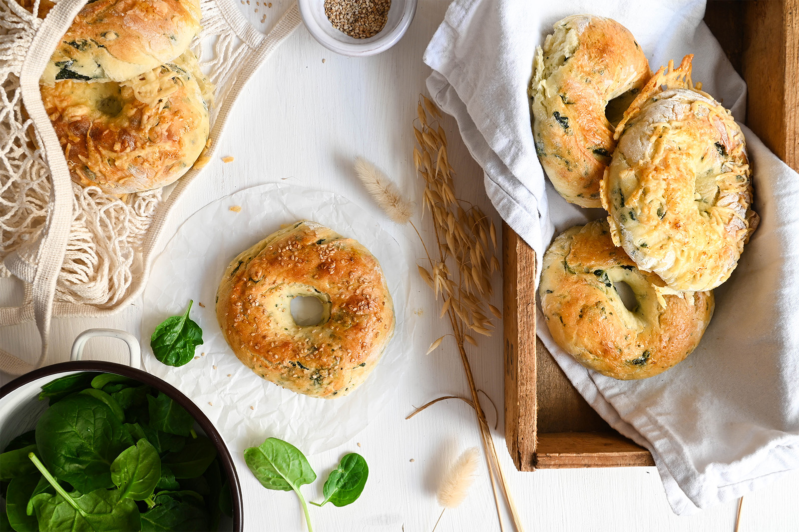 Spinat-Ricotta-Bagel