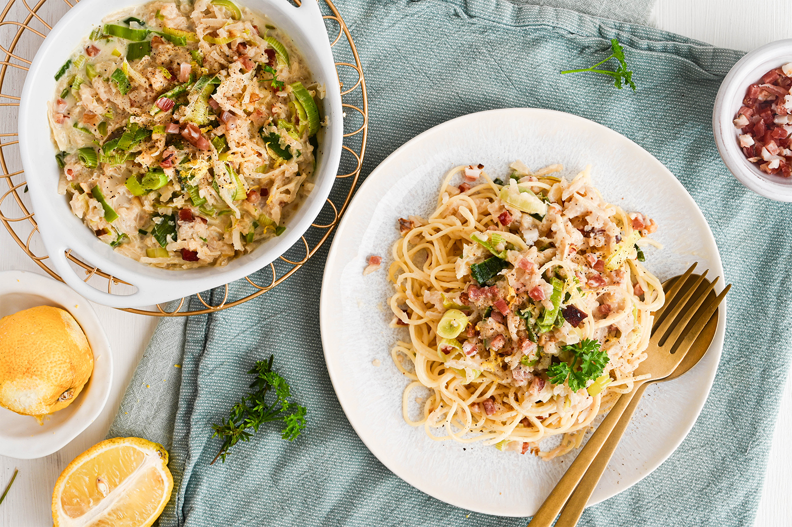 Spaghetti mit Karfiol-Walnuss-Bolognese