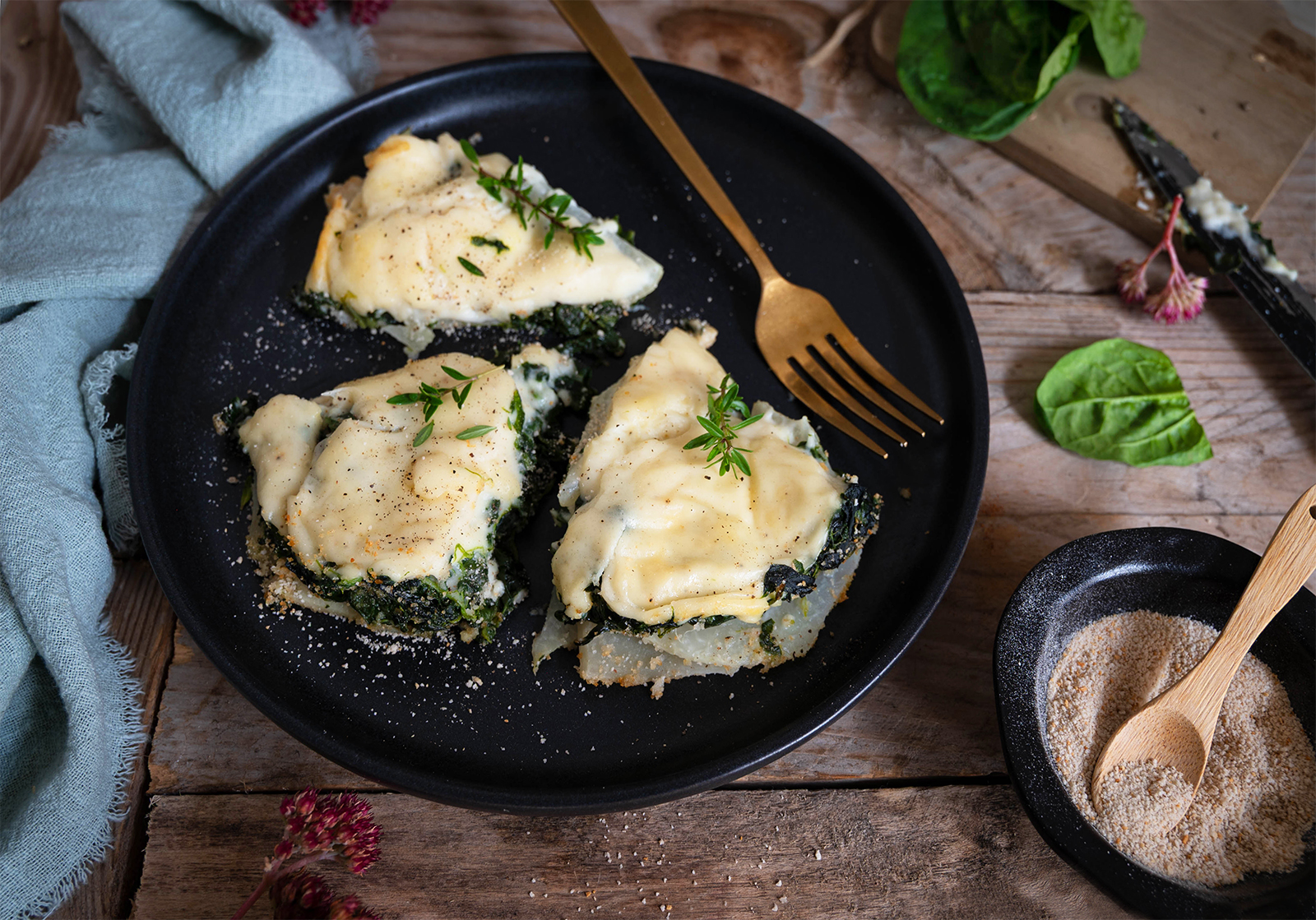 Kohlrabi-Spinat-Gratin