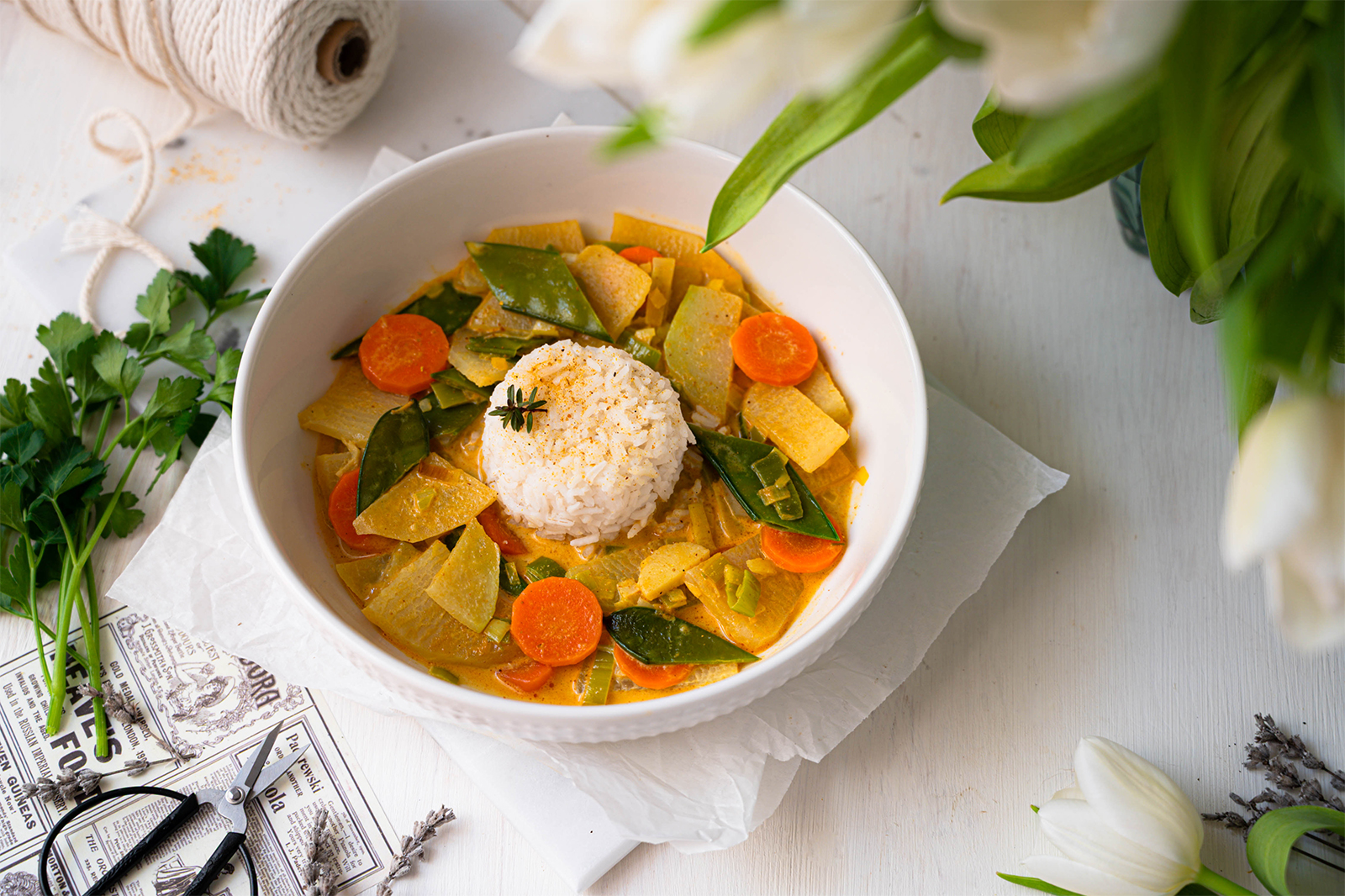 Gelbes Curry mit Frühlingsgemüse
