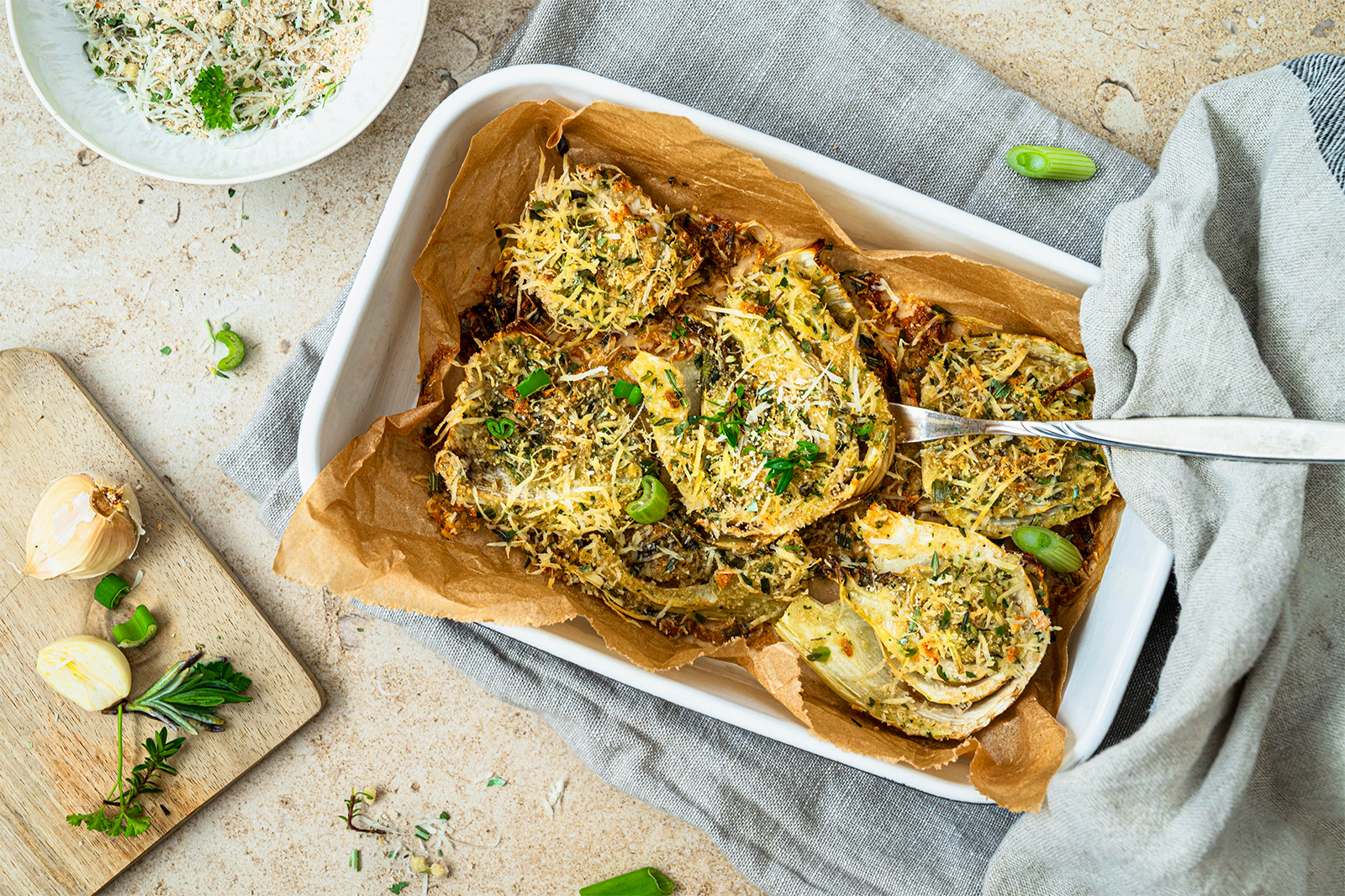 Gratinierter Fenchel mit Brösel und Parmesan