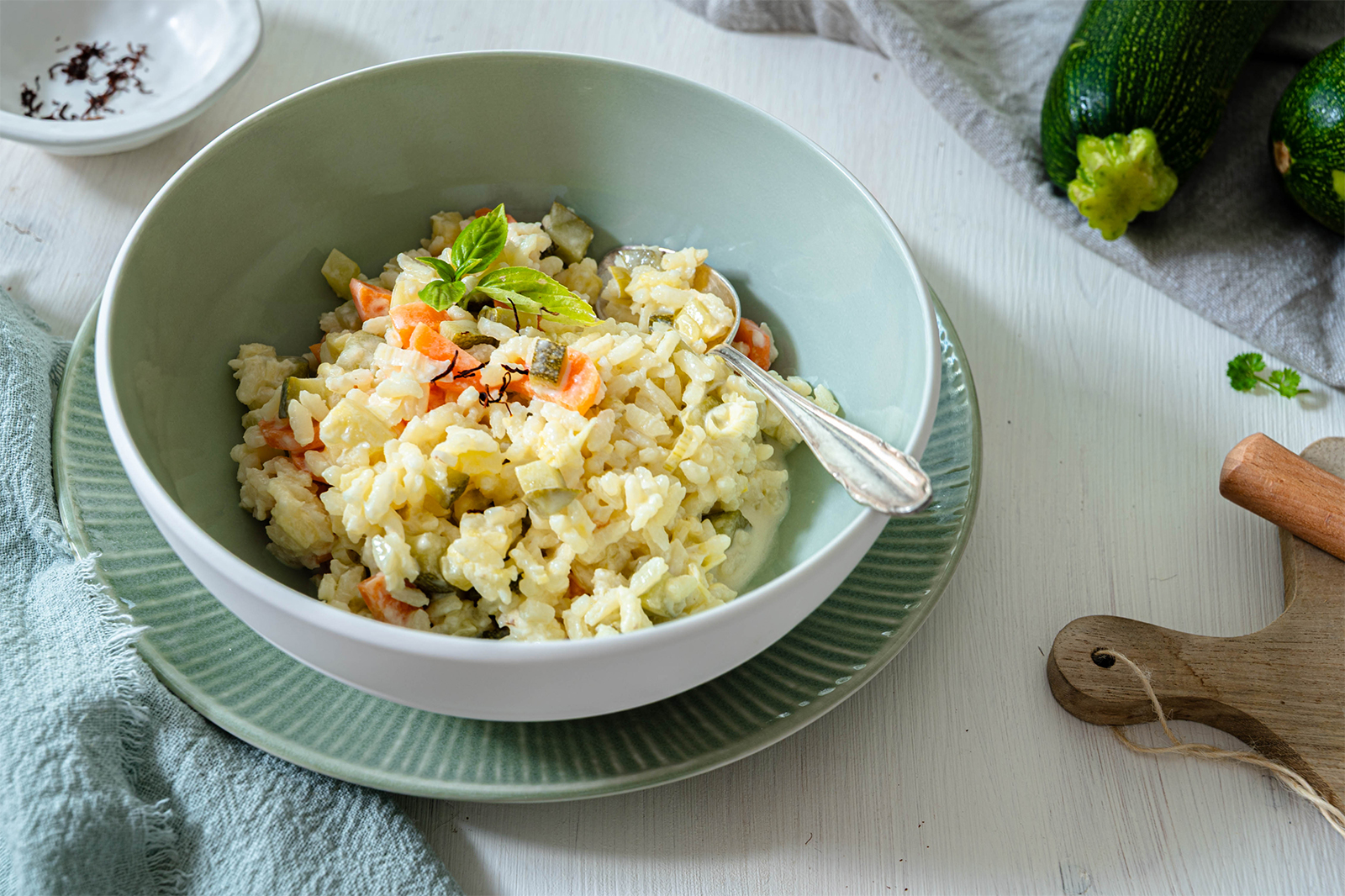 Safran-Risotto mit Lauch und Zucchini